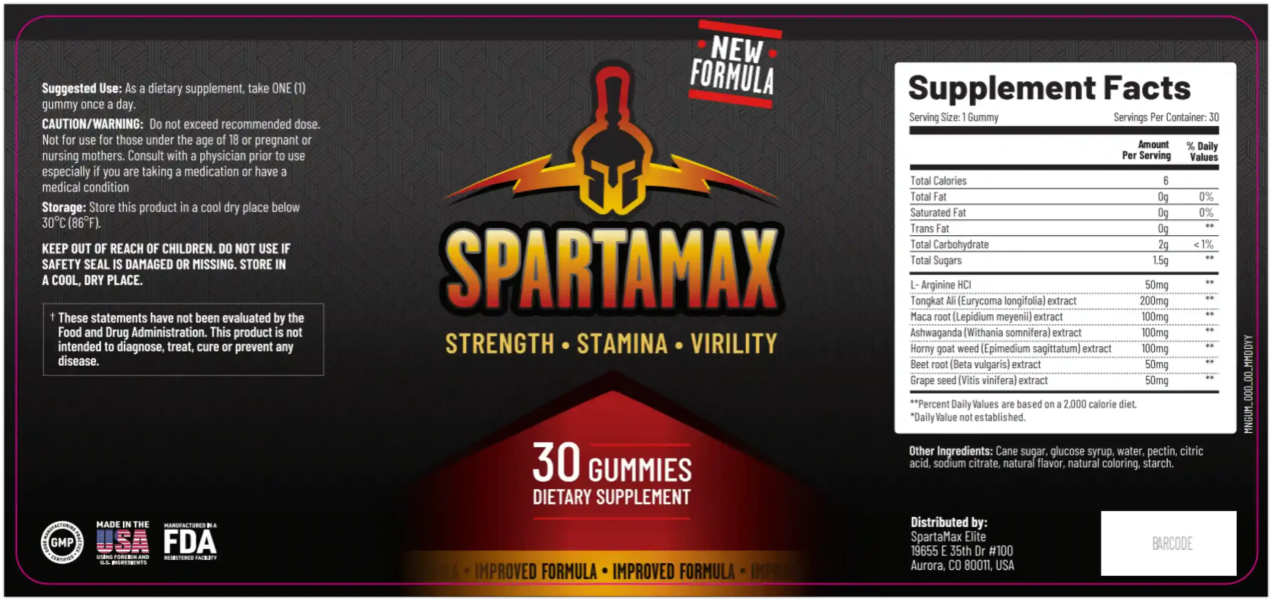 spartamax ingredients label